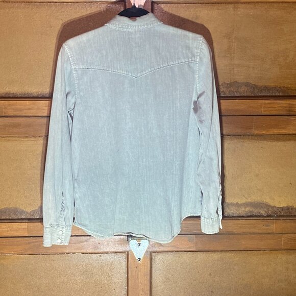 GAP Denim Western Style Sage Green Shirt - Picture 2 of 4